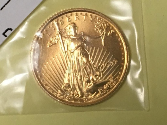 1997  .999 Solid 1/10 oz  Gold 5 Dollar Coin