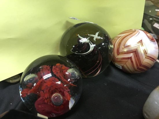 3 Art Glass Paperweights