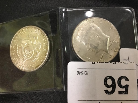 (2)  1964 Kennedy Silver Half Dollars