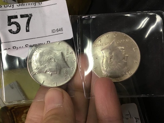 (2)  1964 Silver Kennedy Half Dollar Coin