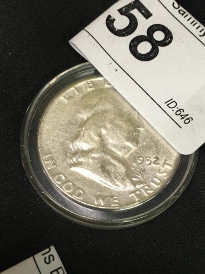 1952 Silver Ben Franklin Half Dollar Coin