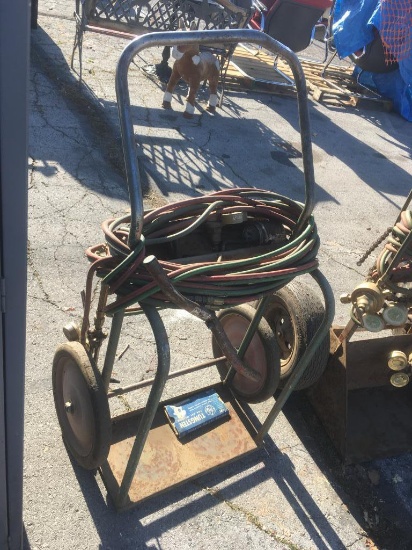 Acetylene torch cart, Plus Some Hose and gauges