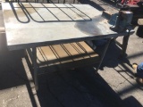 Large steel table with high duty vice