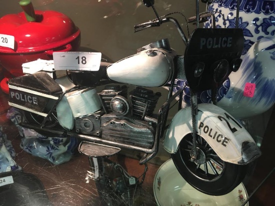 Collectible police black and white metal bike