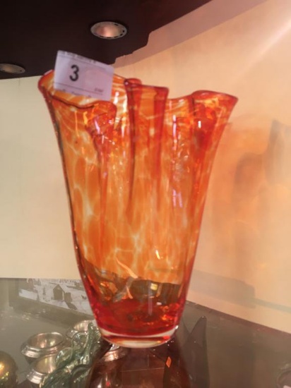 Fluted art glass vase