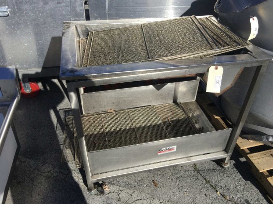 Rolling metal donut glazing cart