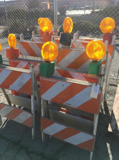 Assorted caution sawhorses, w: lights