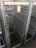 Two aluminum food storage racks