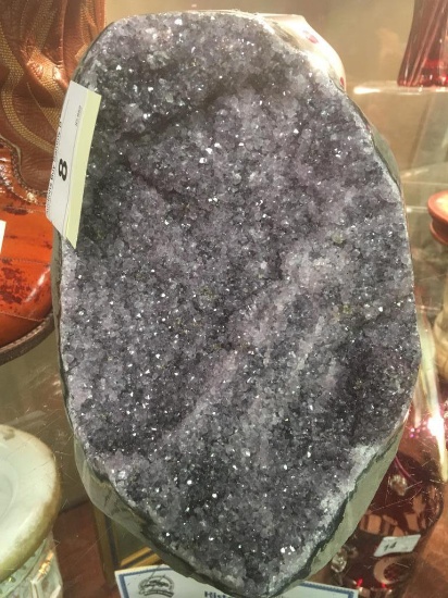 Amethyst Crystal Geode  Polished Sides   7 1/4" T