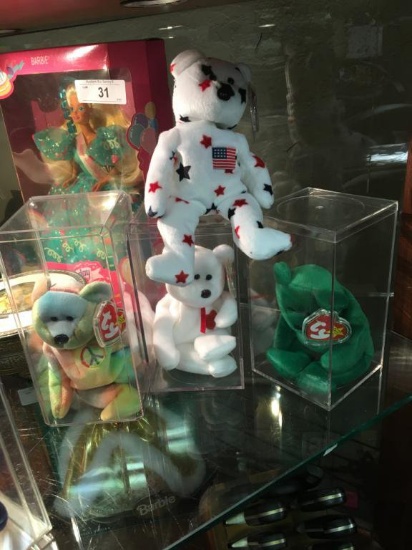 4 Collectible TY Teddybears In Cases