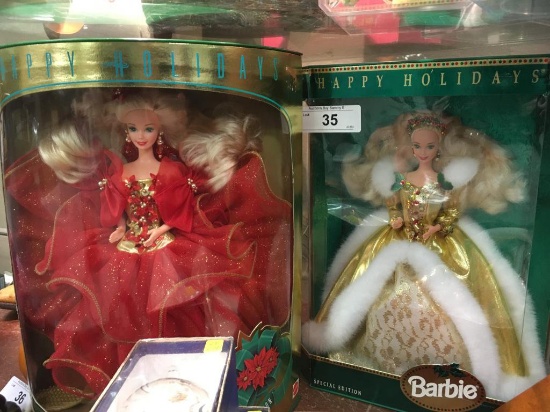 2 Holiday Barbies-NIB