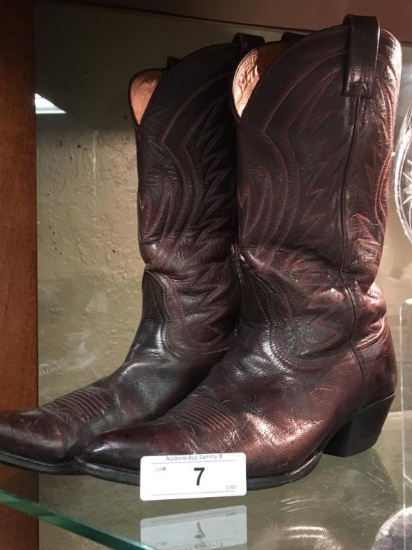 Men's Brown Leather Cowboy Boots Size 9D