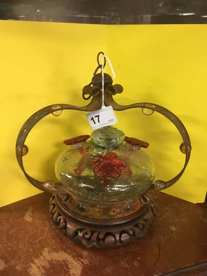 Metal & Glass Crown Shaped Humming Bird Feeder