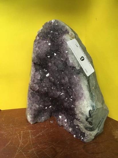 Amethyst Crystal Geode Polished Edges 9" Tall