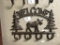 Wrought Iron Moose Welcome Sign and Hooks