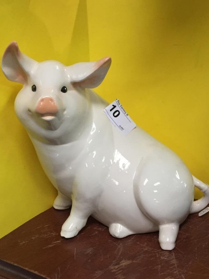 Ceramic Pig Sitting 9" Tall