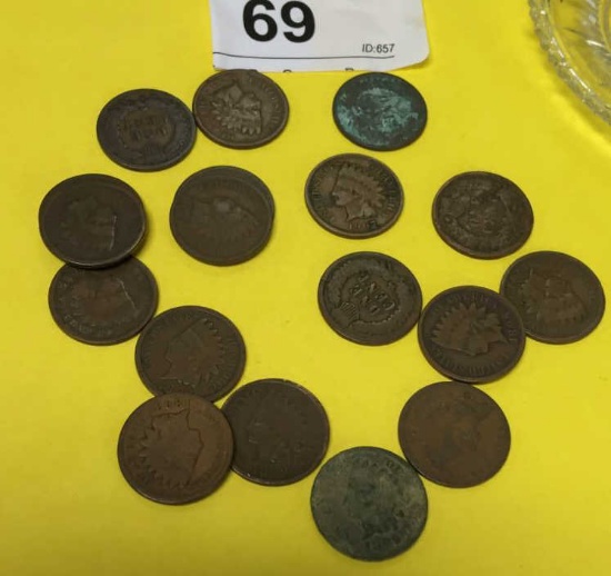 18 Indian Head One Cent Coins