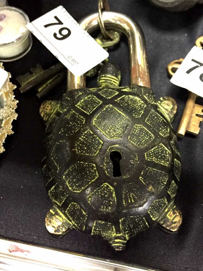 Metal Turtle Pad Lock w/ 2 Keys