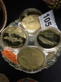 4 Navy Commemorative Coins  Gold Toned