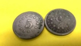 (2) Shield Nickels