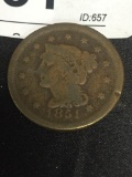 1851 Large One Cent Coin