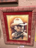 Framed Sepia Toned Picture Cowboy
