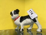 Wrought Iron Black & White Dog  Door Stop