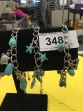 3 Chain Bracelets With Turquoise Colored Stones