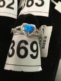 Sterling Rhinestone & Blue Opalite Heart Ring