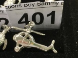 Sterling Helicopter Charm