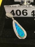 Sterling Blue Opalite Teardrop Pendant