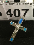 Sterling Blue Opalite Cross