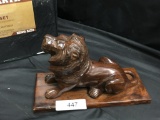 Iron Wood Lion Figurine