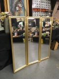 Triple Goldtone Mirror, FOLDING