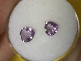 (2) Amythest Heart gems