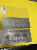 $20.00 & $2.00   .999 Silver Coated Faux Bills