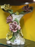 Capodimonte Tree w/ Flowers & Tag 11 3/4