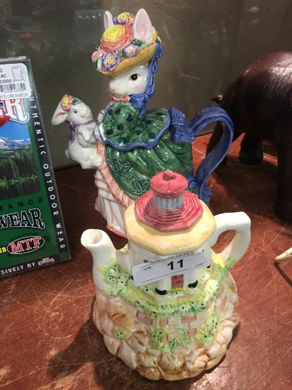 Fitz & Floyd Bunny Pitcher With House Pitcher