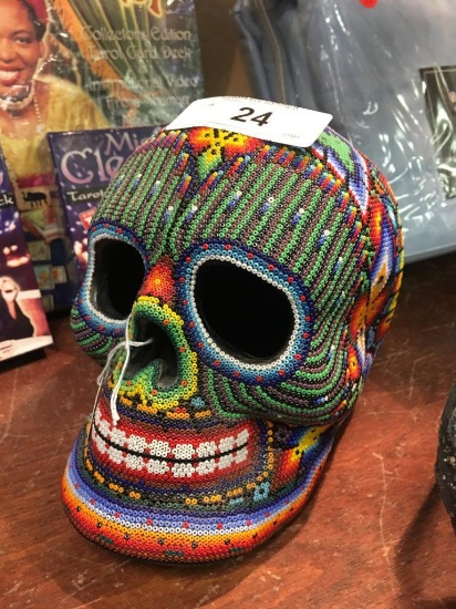 Hand Beaded Skull With Unique Intricate Designs