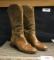Girl's Brown Leather Cowboy Boots Size 5
