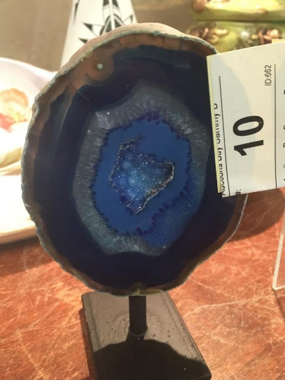 Slice of Crystal Geode Blue on Stand 6" Tall