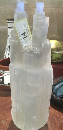 Selenite White Crystal Light Tower 14" Tall
