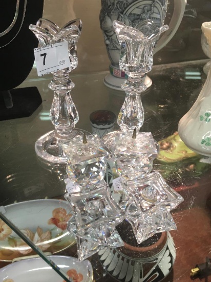 Gorham Crystal Candle Sticks, 2 Sets Small Candle