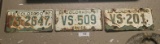3 Vintage Colorado License Plates