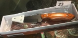 NIB Full Tang Gut Hook Knife w/ Leather Sheath