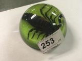 Large Paperweight w/ Scorpion on Green Background