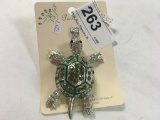 Articulate Turtle Pendant w/ Rhinestones