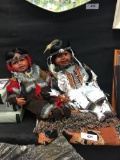 2 Indian Dolls With COAs & Woven Blanket