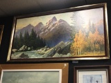 Large Mountain Lake Painting By Robert Wood