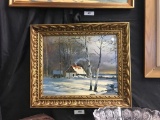 Winter Farm Painting